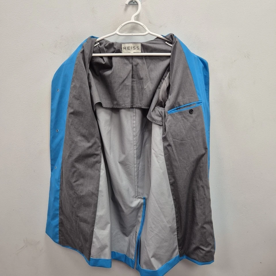 Abrigo Reiss Earlsworth Azul Algodón Sencillo Mac Trench Azul Marino Talla Mediana Foto 3 de 4