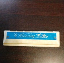 Blessing Octave Harmonica Instrument White Blue 10 in Made in China