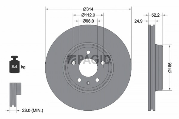 2X Bremsscheibe Pagid 54599NHC FüR Audi A4 B9 8W2 8WC Avant 8W5 8WD A5 Sportback-image