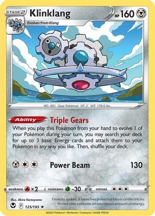 Pokemon TCG Klinklang (125/195) [Sword & Shield: Silver Tempest] Lightly Played