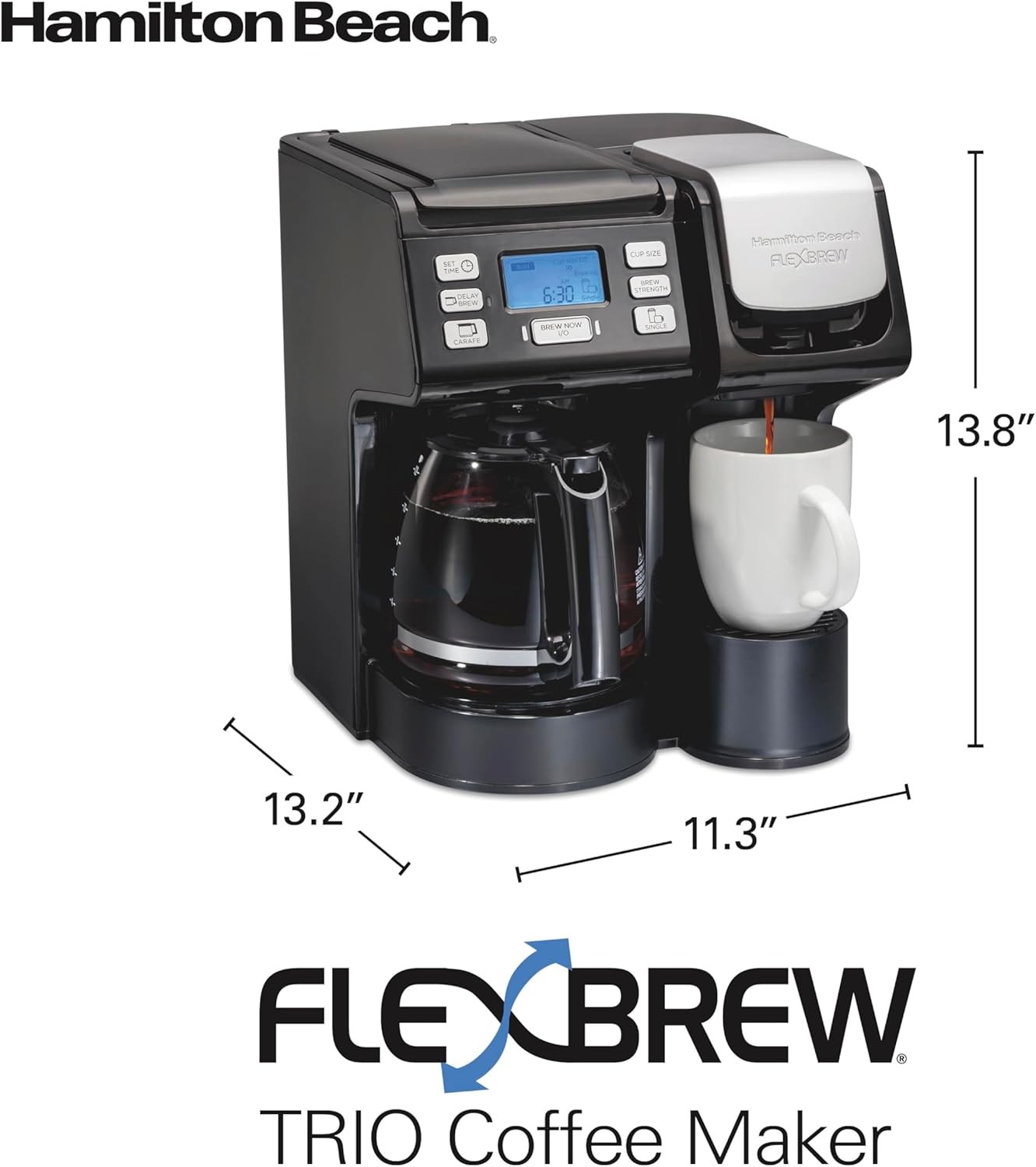 Hamilton Beach FlexBrew Trio 2-Way Coffee Maker, Black - Fast Brewing (49902)