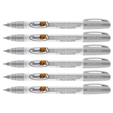 Thornton's Art Supply Oil-Based Paint Marker, Extra Fine, Silver Ink, 6 Count