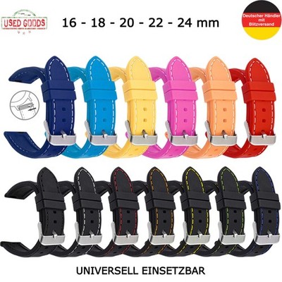 Uhrenarmband Silikon Armband 16 18 20 22 24 mm Universell Ersatzband Band Uhr