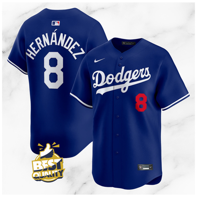 Men's Dodgers #8 Enrique Hernández Royal Number Front Cool Base