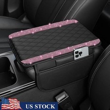 Car Console Cover Ergonomic Armrest Protector W/ Storage Pockets Leather New