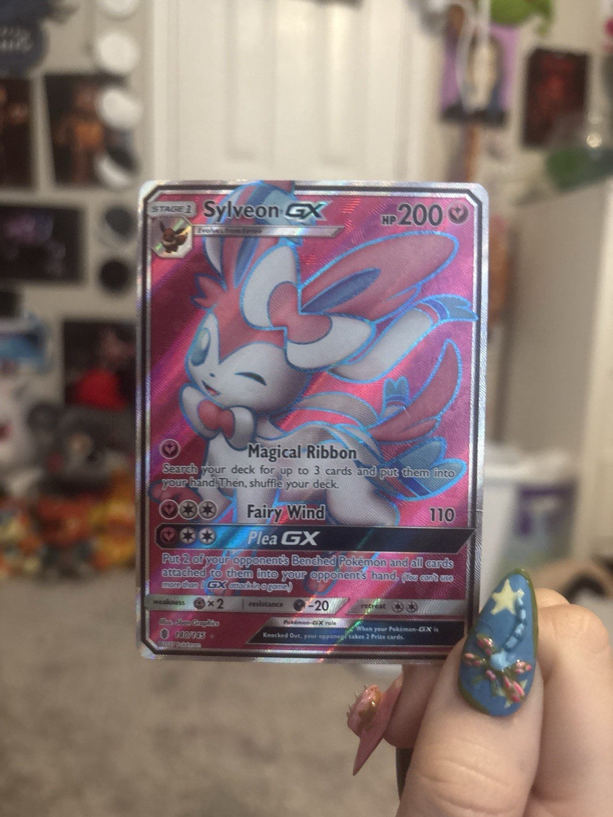 Pokémon Sylveon GX Holo Full Art Ultra Rare TCG Card 140/145 Guardians Rising Nm