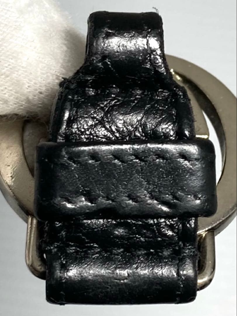 GUCCI Leather Keychain Black Interlocking GG Key … - image 15