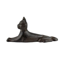Cast Iron Stretched Cat Doorstop Wedge Figurine Shelf Decor Rustic Brown 6 5/8"