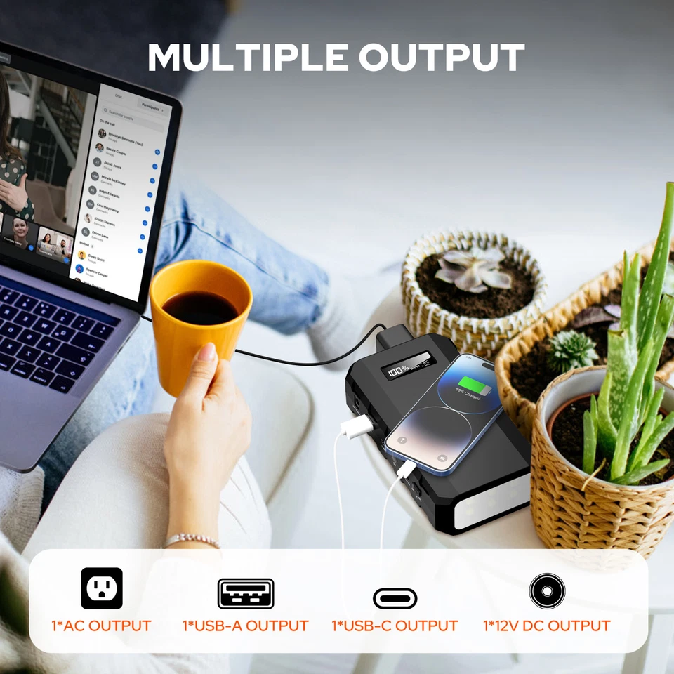 AC DC Portable Power Bank 65W 88.8Wh Outdoor Camping Trip Backup Battery Charger - Image 4 of 4