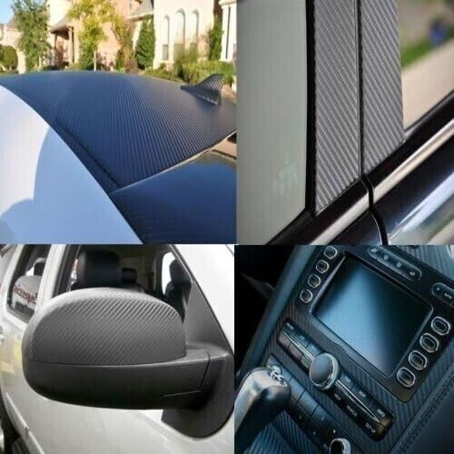 FOR MASERATI 60 X 60" BLACK CARBON FIBER VINYL WRAP SHEET ROLL FILM 5 X 5' 