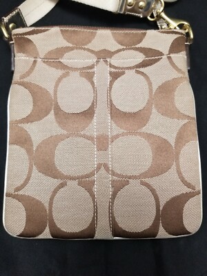 Coach Signature Jacquard North South Gold Lurex CROSSBODY