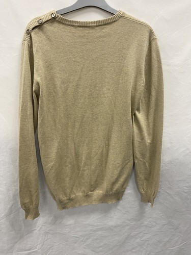 Beige Vertical Ribbed Long Sleeved Jumper Size Large - Picture 2 of 3