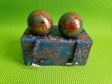 Vintage CHINESE FITNESS HAND EXERCISE BALL SET FO 2 STRESS BALLS WITH CARRY CASE