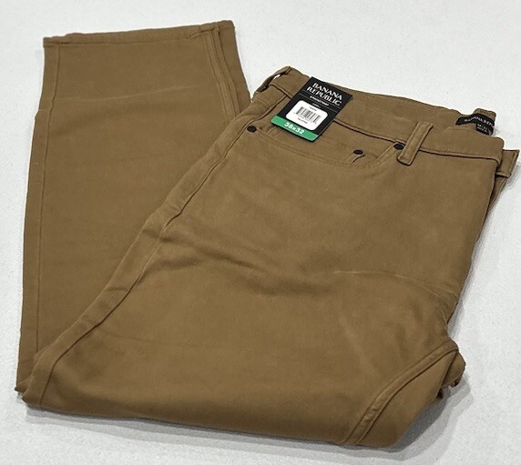 Banana Republic Men’s 5 Pocket Pant Slim Fit Stretch Fabric Comfort, Tan, 38X32