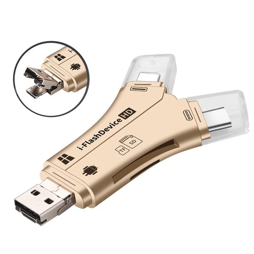 Type C USB 8Pin OTG SD Micro SD/ TF Card Reader for iPad iPhone Samsung Android - Afbeelding 1 van 13