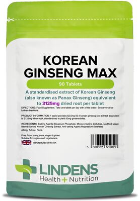 Koreanischer Ginseng Max 3125 mg - 90 Tabletten - [Linden 2827]
