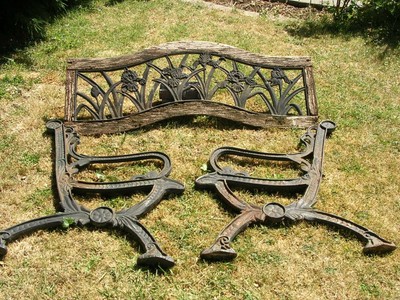 CAST IRON GARDEN BENCH ENDS & CURVED BACK = PROJECT=FOR RESTORATION | eBay