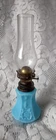 Vintage Blue Milk Glass Small Oil Lamp
