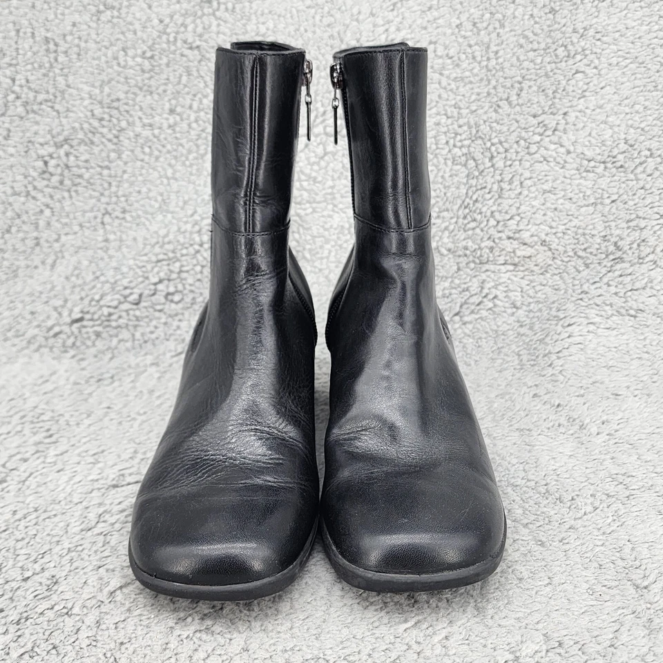 Vintage Bass Womens Wedge Chelsea Boots 7 M Black Leather Pull On Y2K Retro - Image 2 of 4