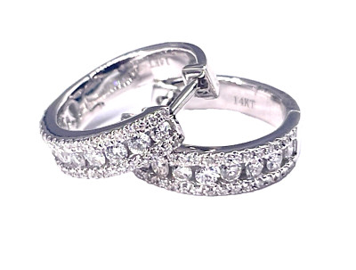 14 Karat Weißgold Diamant Huggie Creolen