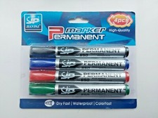 4 X Permanent Pens Markers Bullet Tip High Quality Waterproof Assorted Colours