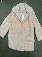 NWT Janie and Jack girl HOLIDAY WINTER pink faux fur coat size 5 6 TWINS
