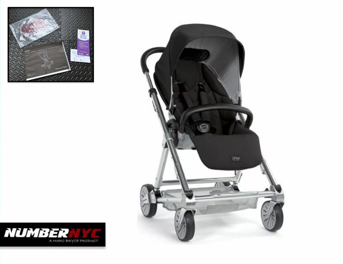 Mamas Papas Chrome Black Urbo Stroller Baby Carriage & Booklet 1st