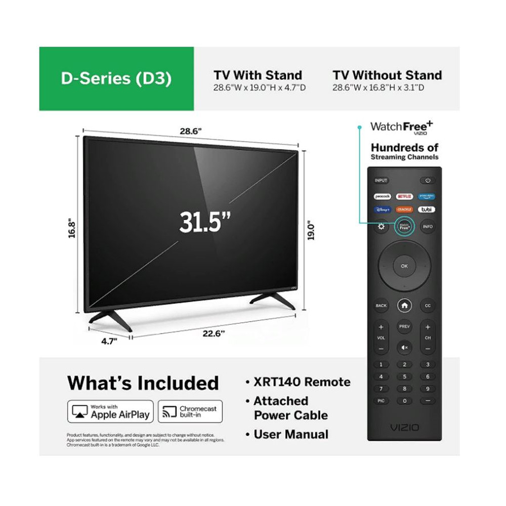 VIZIO D-Series 32" Class 1080p Full-Array LED HD Smart TV - D32F-J04