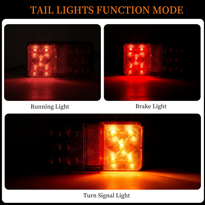 Lot De 2 Feux Arrière LED Stop/Feu De Position Pour Remorque, Camping-car - 24V - Etanche IP65