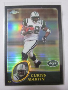 Bb 2003 TOPPS CHROME FOOTBALL CURTIS MARTIN BLACK REFRACTOR /599 NEW YORK JETS