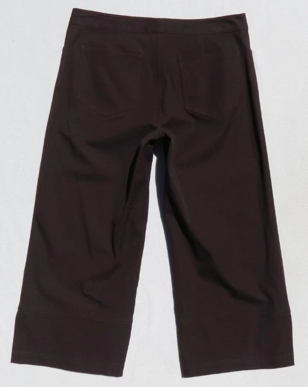 EILEEN FISHER Petite Brown Stretch Cotton Wide Leg Crop Pants size PP 4 6 EUC - Image 3 of 4