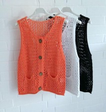 Ärmellose Damen Strick Weste viele Farben mit Baumwolle Onesize 36 - 40 25C703K