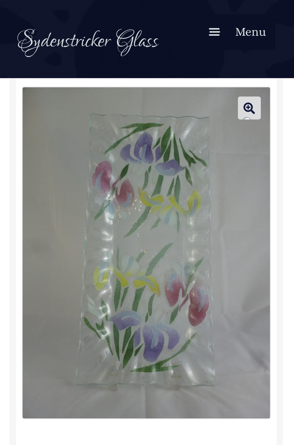 Sydenstricker Iris Fused Art Glass Rectangular Ruffled Edge Platter