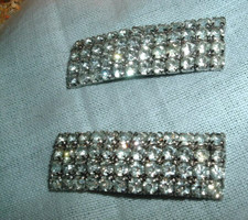 Vintage Art Deco Hollywood White Rhinestone High Heel Shoe Clips