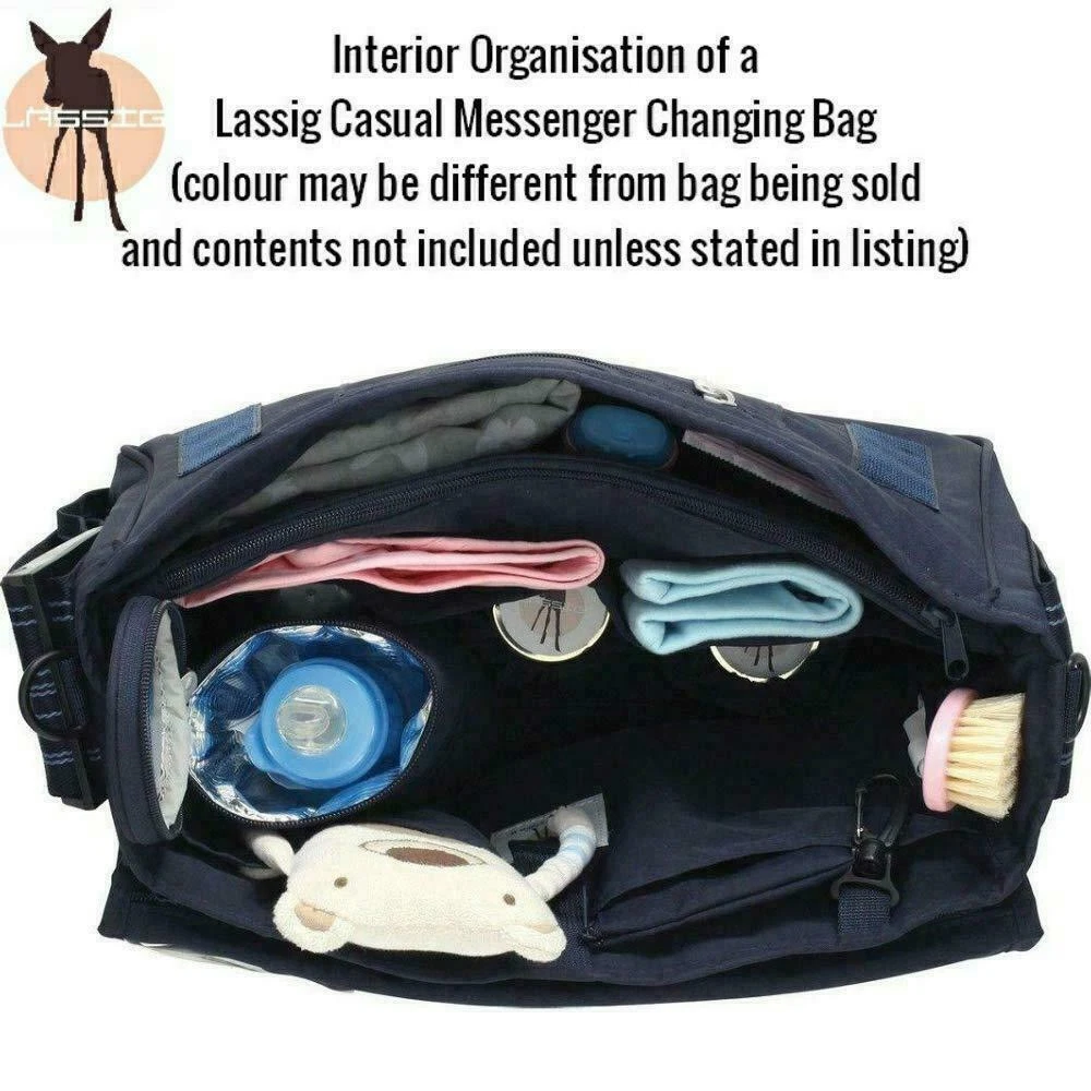 LASSIG Olive Green Unisex Baby Changing Bag Messenger With Bottle Holder and Mat