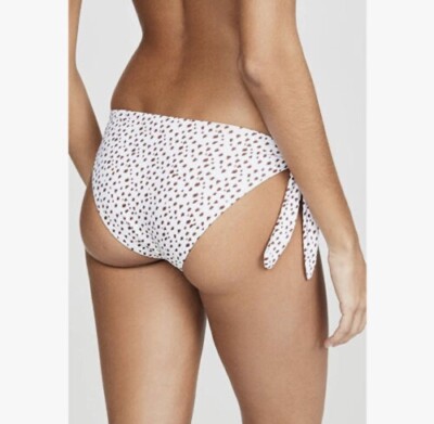 NEW Eberjey Felix Ursula Bikini Bottom Women's White Size LARGE POLKA DOT NWT
