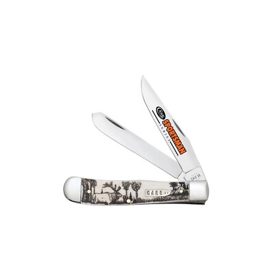 Case Sportsman Series Elk Embellished, Natural Bone Trapper Folding Knife #81222