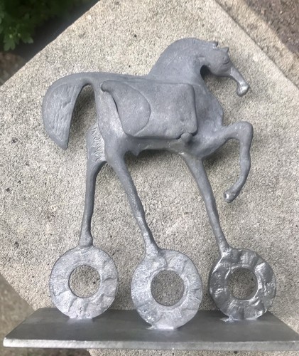 Stunning Mid Century Modern Donald Drumm Aluminum Horse Sculpture With Stash - Picture 6 of 24