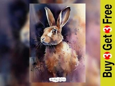 Charming Rabbit Portrait, Watercolor Painting Print 5"x7" on Matte Paper