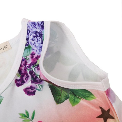 Stylish Unicorn Printed Toddler Girls Nightshirt Flower Night Dresses Pajamas - Picture 5 of 5