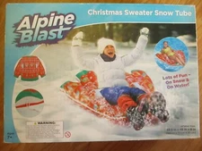 Alpine Blast Christmas Sweater Inflatable 58" Sled Snow Tube Or For A Pool Float