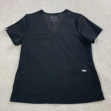 Figs Womens Casma Technical Collection Scrub Top Size L Black V-Neck