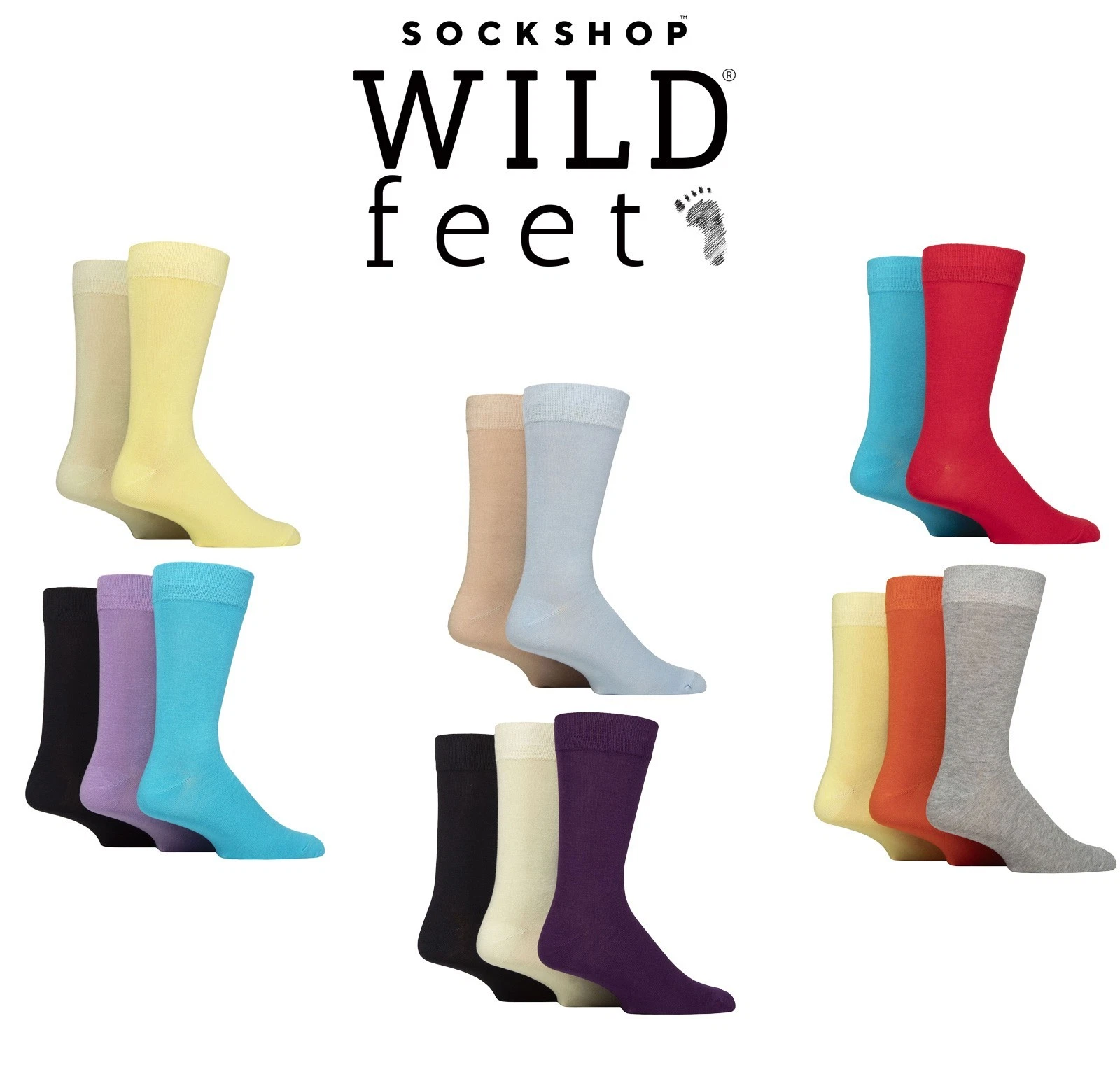 Men's Plain Socks- Soft Breathable Bamboo Bright 5 Pair 7-11 - SOCKSHOP Wildfeet