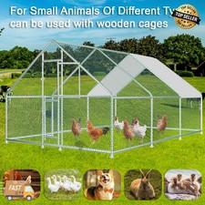 20ft x 10ft x 6.6ft Large Metal Walk-in Chicken Coop Run Cage Hen House w/Cover