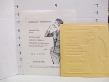 BETTY ROSE 1957 news advertising mat women's clothing Eames coat suit DATELINE
