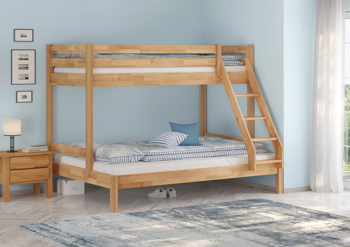 Lit Mezzanine Enfant Everest – VitaliSpa – Bois Massif Naturel – Avec Tiroirs – NEUF