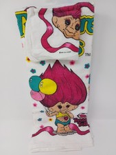 Vintage Treasure Trolls Bath Towel Washcloth Set Made In USA Pink Hair Troll