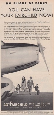 1947 Fairchild Engine: No Flight Of Fancy Vintage Print Ad