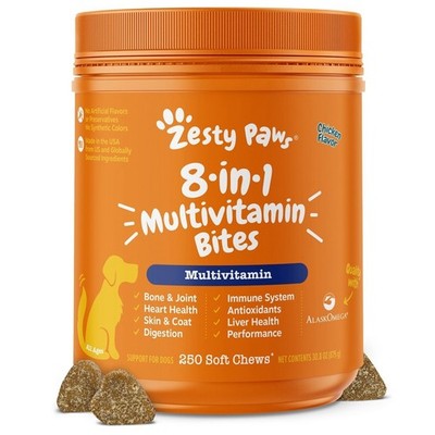 Zesty Paws Multivitamin Bites for Dogs 8-in-1 250 Count