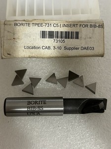 Borite BIB-8S Indexable Boring Bar & 9 New TPEE-731 C5 Inserts as Pictured